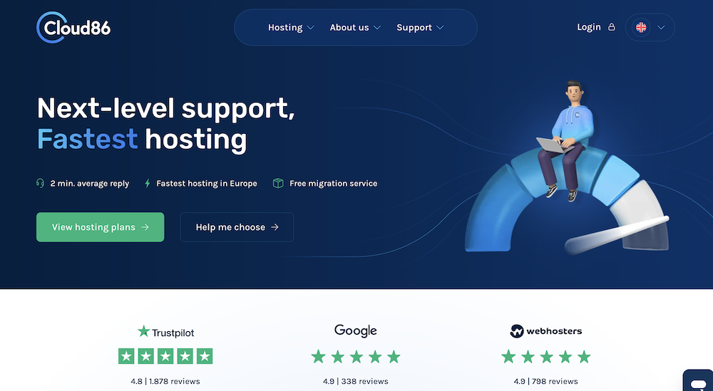 Cloud86 homepage.