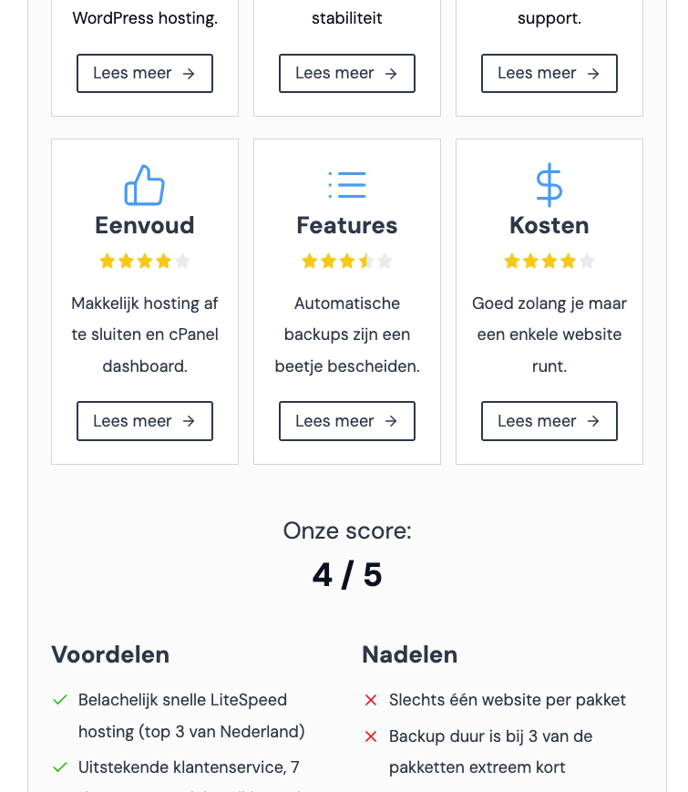 Example of a product box in a product review
